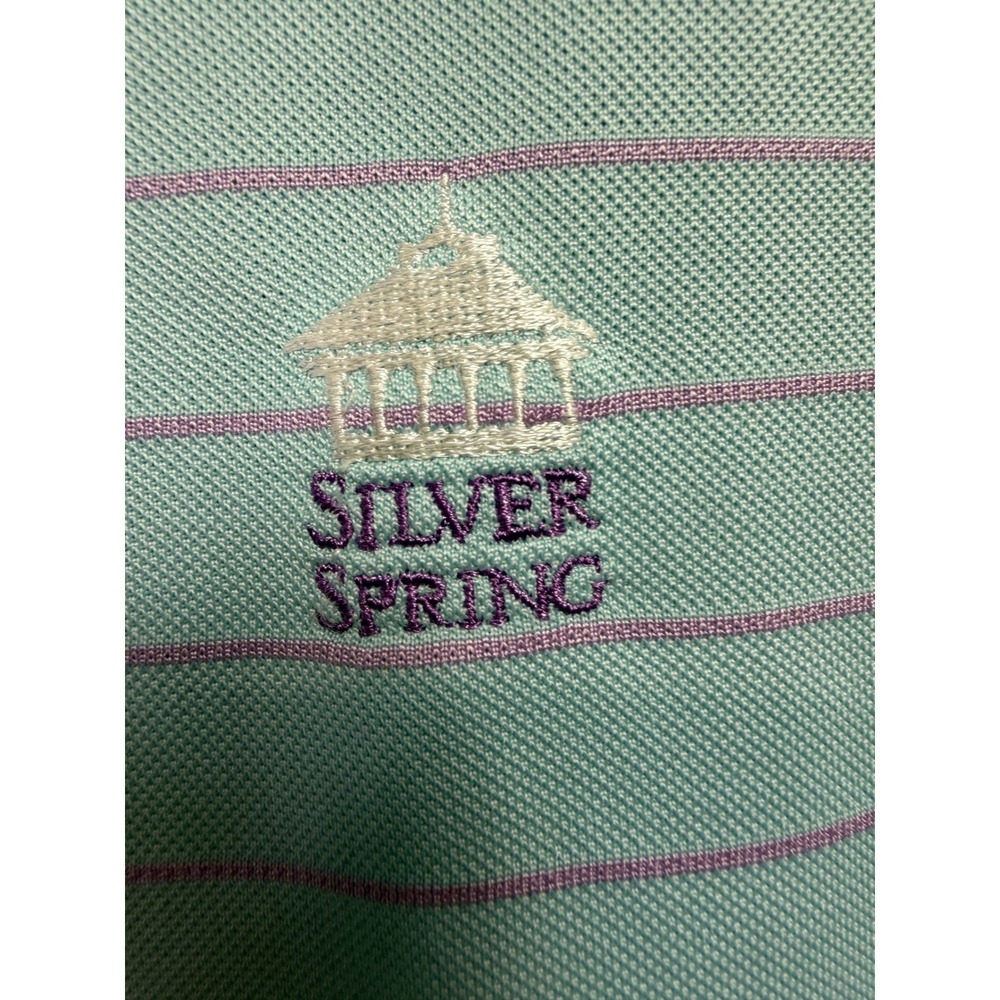 FootJoy Mens XL Striped Golf Polo Teal Purple Silver Spring Embroidered (R19) - Picture 3 of 6